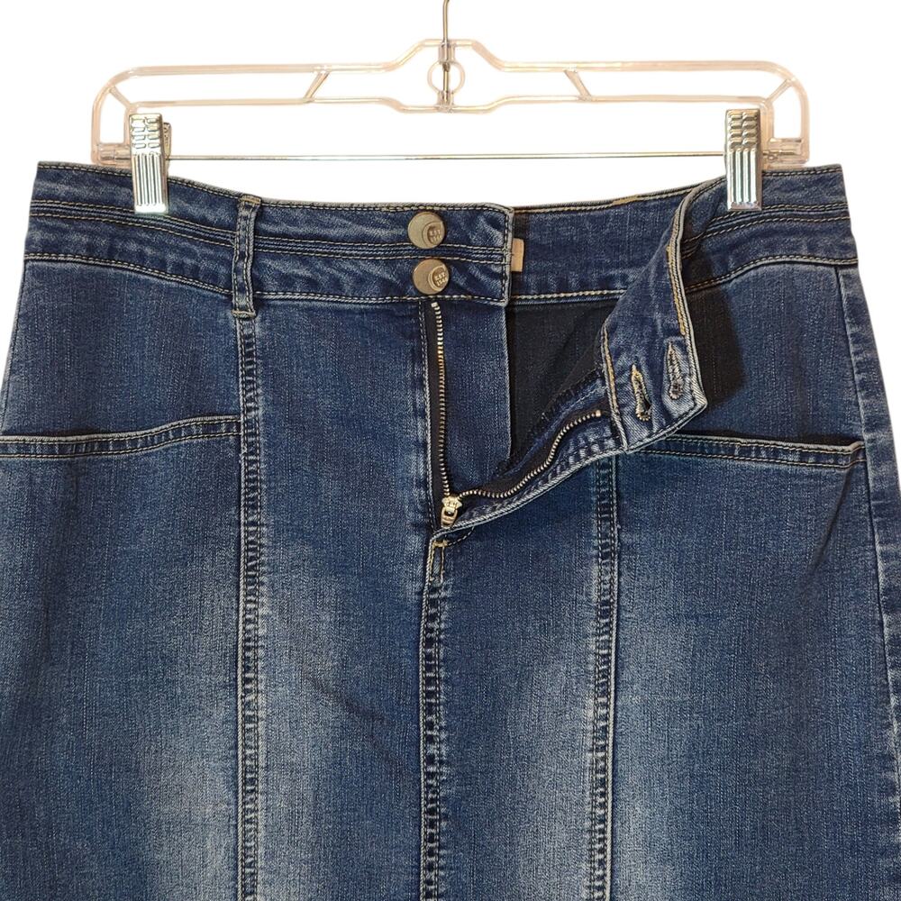 Est 1946 High Rise Faded Denim Pencil Midi Skirt Size 12 - Picture 4 of 11